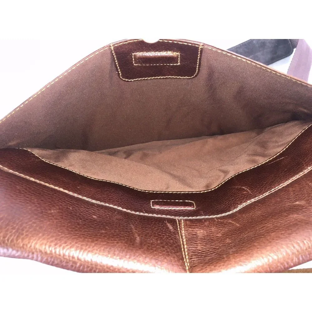 Leather Messenger Bag Executive Classico Shoulder Strap Brown Multi‎ Pocket